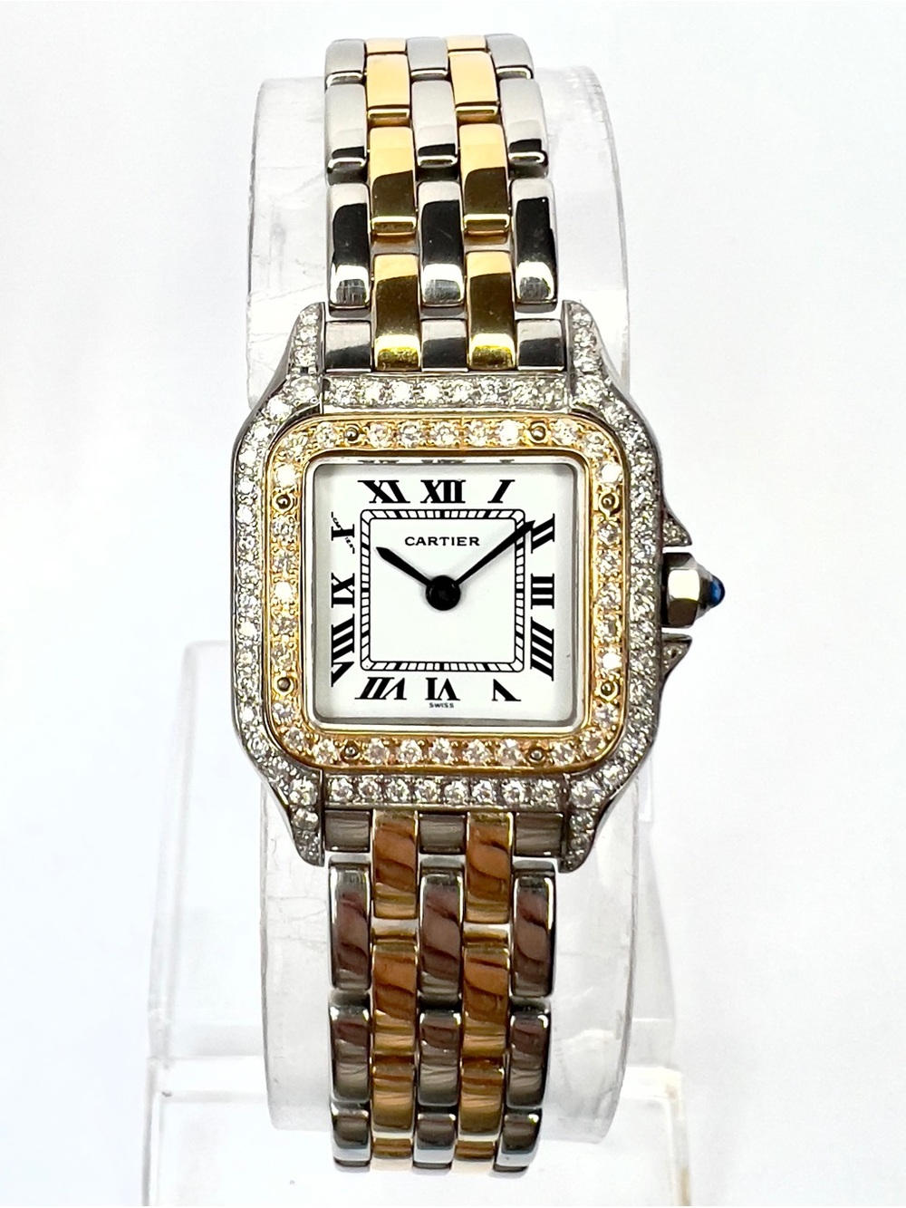 CARTIER PANTHERE 23mm Quartz 2 Row Gold 0.86TCW DIAMOND Watch White Dial